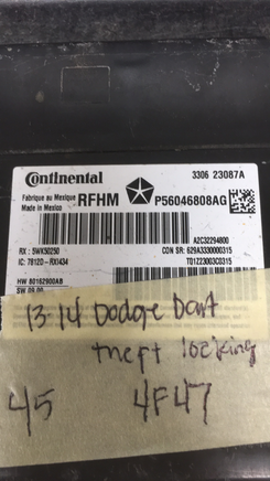 P56046808AG Dodge Dart theft locking control module 2013-2014