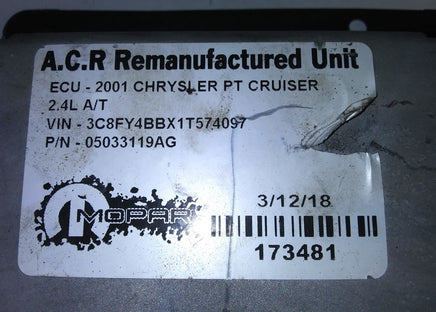 05033119AG Chrysler PT Cruiser 2001 ecm ecu computer
