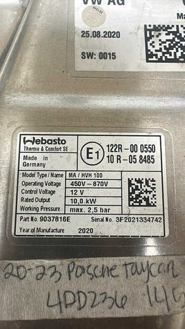 9037816E Battery warmer control module 2020-2023 Porsche Taycan