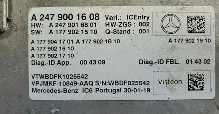 A 247 900 16 08 Mercedes A250 2019-2021 instrument cluster control module