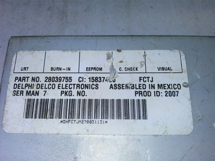 2006-2010 Hummer H3 XM radio receiver module 28039755