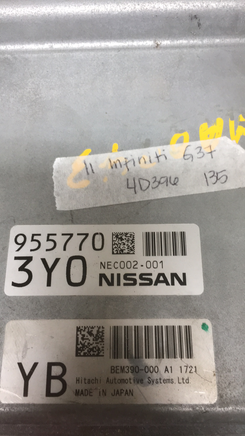 NEC002-001 Infiniti G37 ecu ecm computer 2011