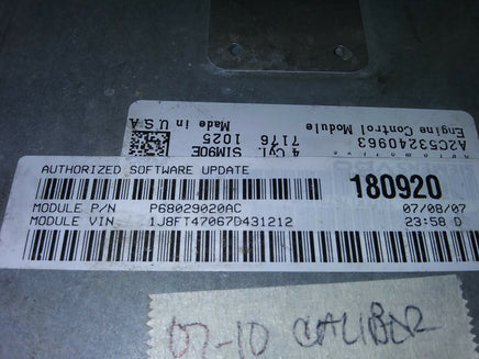 2007-2010 Dodge Caliber ecm ecu computer P68029020AC