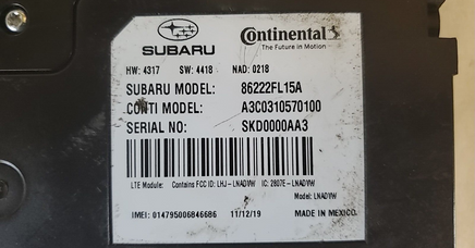 Subaru telematics control module computer 86222FL15A