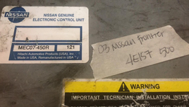 2003 Nissan Frontier ecm ecu computer MEC07-450R