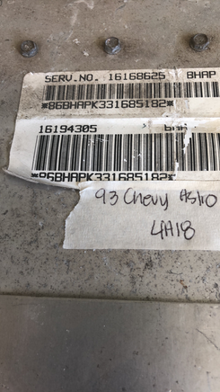 1993 Chevy Astro ecm ecu computer 16194305