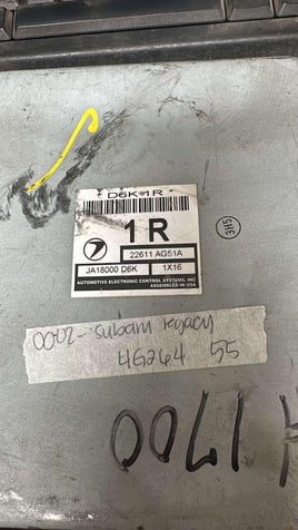 22611 AG51A Subaru Legacy ecm ecu computer 2000-2002 - Swan Auto