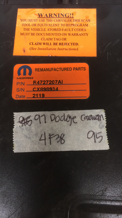 R4727207AI ecm ecu computer 1997 Dodge Caravan or Town and Country