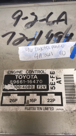 89661-16470 Toyota Paseo ecu ecm computer 1996