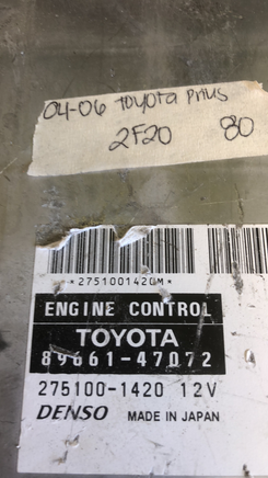 89661-47072 Toyota Prius 2004-2006 ecu ecm computer