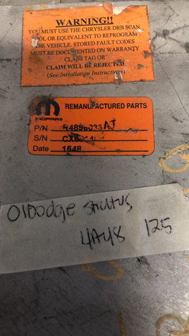 R4896033AJ Dodge Stratus or Dodge Sebring 2001 ecm ecu computer
