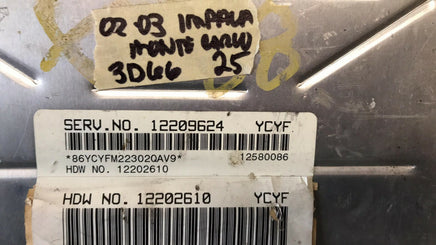 12209624 Chevy Impala or Monte Carlo 2002-2003 ecm ecu computer **TESTED**