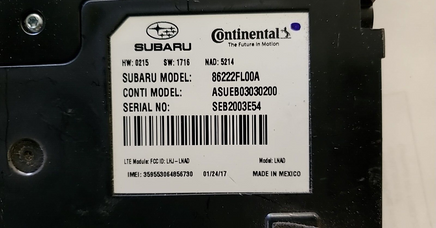 2017-2019 Subaru Impreza telematics communication module 86222FL00A