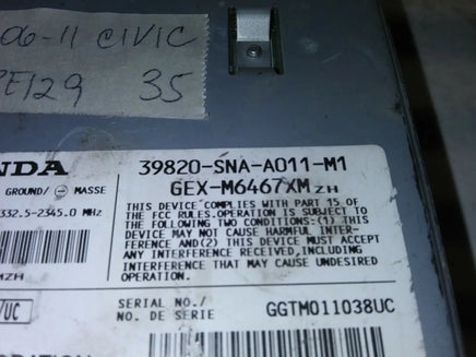 2006-2011 Honda Civic Satellite Radio Receiver 39820-SNA-A011-M1