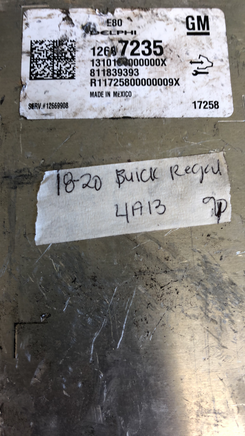 12687235 Chevy Cruze 2017-2018 ECM ECU computer TESTED GOOD