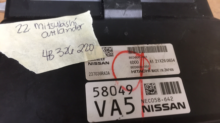 237036RA3A Mitsubishi Outlander ecu ecm computer 2022