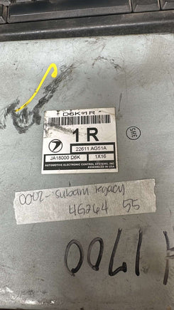 22611 AG51A Subaru Legacy ecm ecu computer 2000-2002
