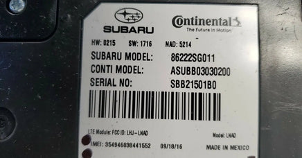 86222SG011 Subaru WRX 2017 Telematics Control Module
