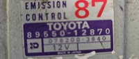 89550-12870 Toyota Corolla 1986-1987 ecm ecu computer