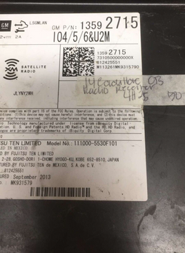 13592715 Cadillac CTS 2014 Radio receiver control module 2014