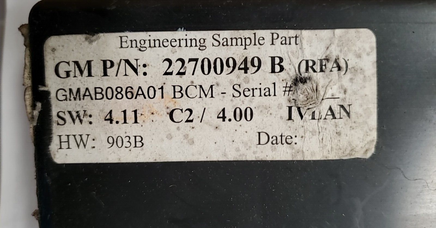 GM BCM Body Control module computer 22700949 B