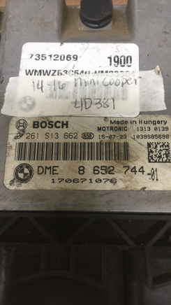 8 652 744 -01 ecu ecm computer  2014-2016 Mini Cooper