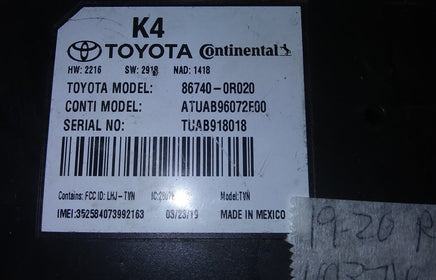 86740-0R020 Phone telephone control module 2019-2021 Toyota Rav4 Rav-4