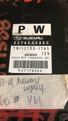 2013-2014 Subaru Legacy ecm ecu computer 22765AE05C