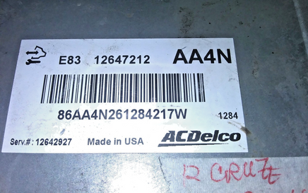 12647212 ecm ecu computer 2012 Chevrolet Cruze