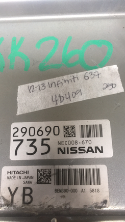 NEC008-670 Infiniti G37 2012-2013 ecm ecu computer