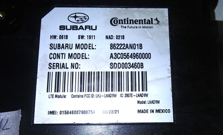 86222AN01B telematics communication control module 2020-2022 Subaru Outback
