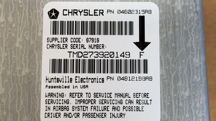04602315AB Plymouth Breeze or Chrysler Cirrus 1997-2000 SRS module **NEW OEM**