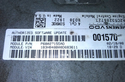 P68027155AD engine control module 2007-2010 Dodge Caliber