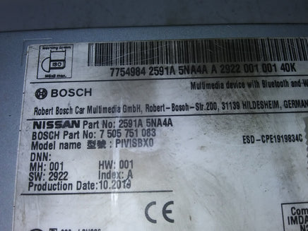 2020 Infiniti Q50 Q60 radio cd player control module 2591A 5NA4A