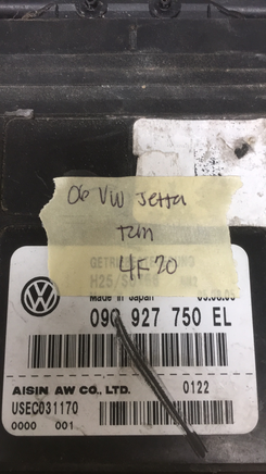 09G 927 750 EL VW Jetta 2006  TCM transmission computer