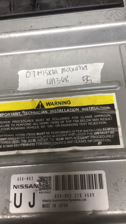 A56-H03 Z1Q Nissan Maxima 2007 ecm ecu computer