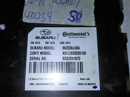 2016-2019 Subaru Legacy Bluetooth control module 86222AL00A