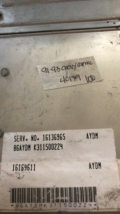 1991-1993 Chevy Impala or Caprice engine computer module 16164611