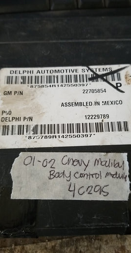 22705854 Chevy Malibu 2001-2002 bcm body control module
