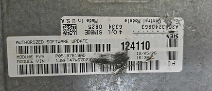 P05187818AD ecm ecu computer 2007-2010 Dodge Caliber or Compass or Patriot