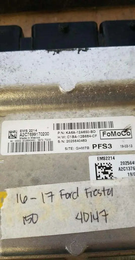 2016-2017 Ford Fiesta ecm ecu computer KA6A-12A650-BD