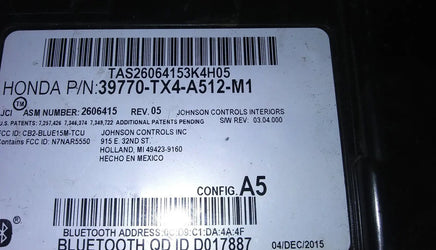39770-TX4-A512-M1 bluetooth blue tooth module 2016-2017 Acura MDX