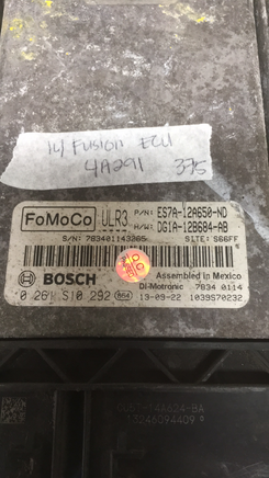 ES7A-12B684-ND ecm ecu computer 2014 Ford Fusion Mercury Milan  **Tested**