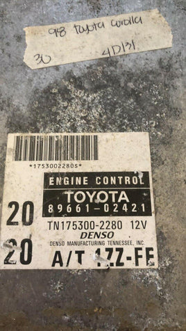 1998 Toyota Corolla ecm ecu computer 89661-02421 - Swan Auto