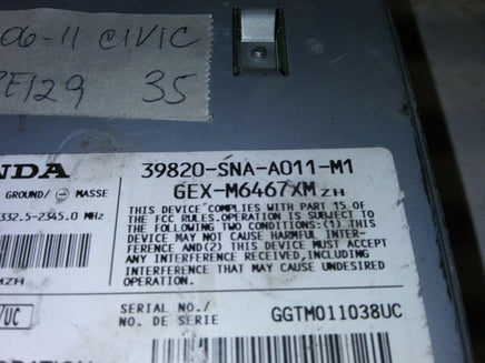 2006-2011 Honda Civic Satellite Radio Receiver 39820-SNA-A011-M1 - Swan Auto