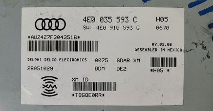 2007-2009 Audo A6 or Q7 Sirius XM radio receiver module 4E0 035 593 C - Swan Auto