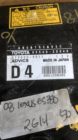 2008 Lexus ES350 ABS control module 89540-30840 - Swan Auto