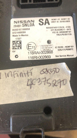 2019 Infiniti QX50 ecm ecu computer 284B15NL0A - Swan Auto