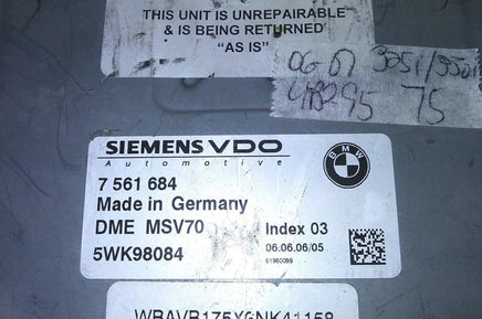 7 561 684 ecm computer 2006-2007 BMW 325i or 330i - Swan Auto