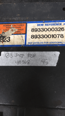 8933000326 Jeep ecm ecu computer 1983 - Swan Auto